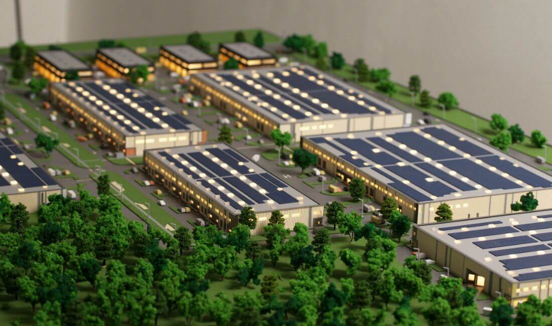 Logistikpark mit Solaranlage