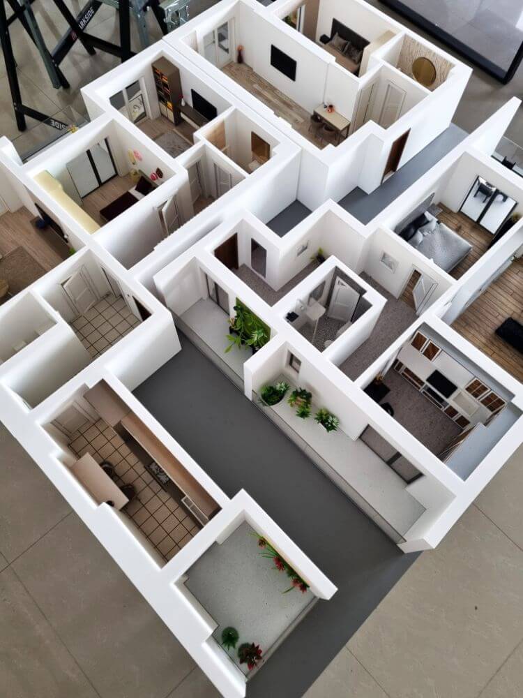Grundriss Modell mit Miniatur Möbeln